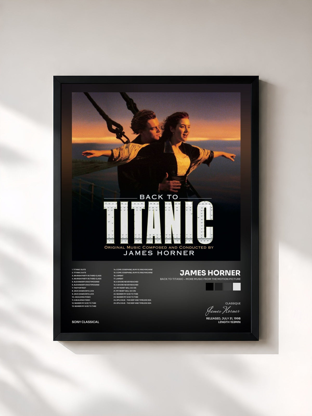 #noir Tableau de l'album Back to Titanic - More Music from the Motion Picture de James Horner, cadre noir, imprimé et encadré en France