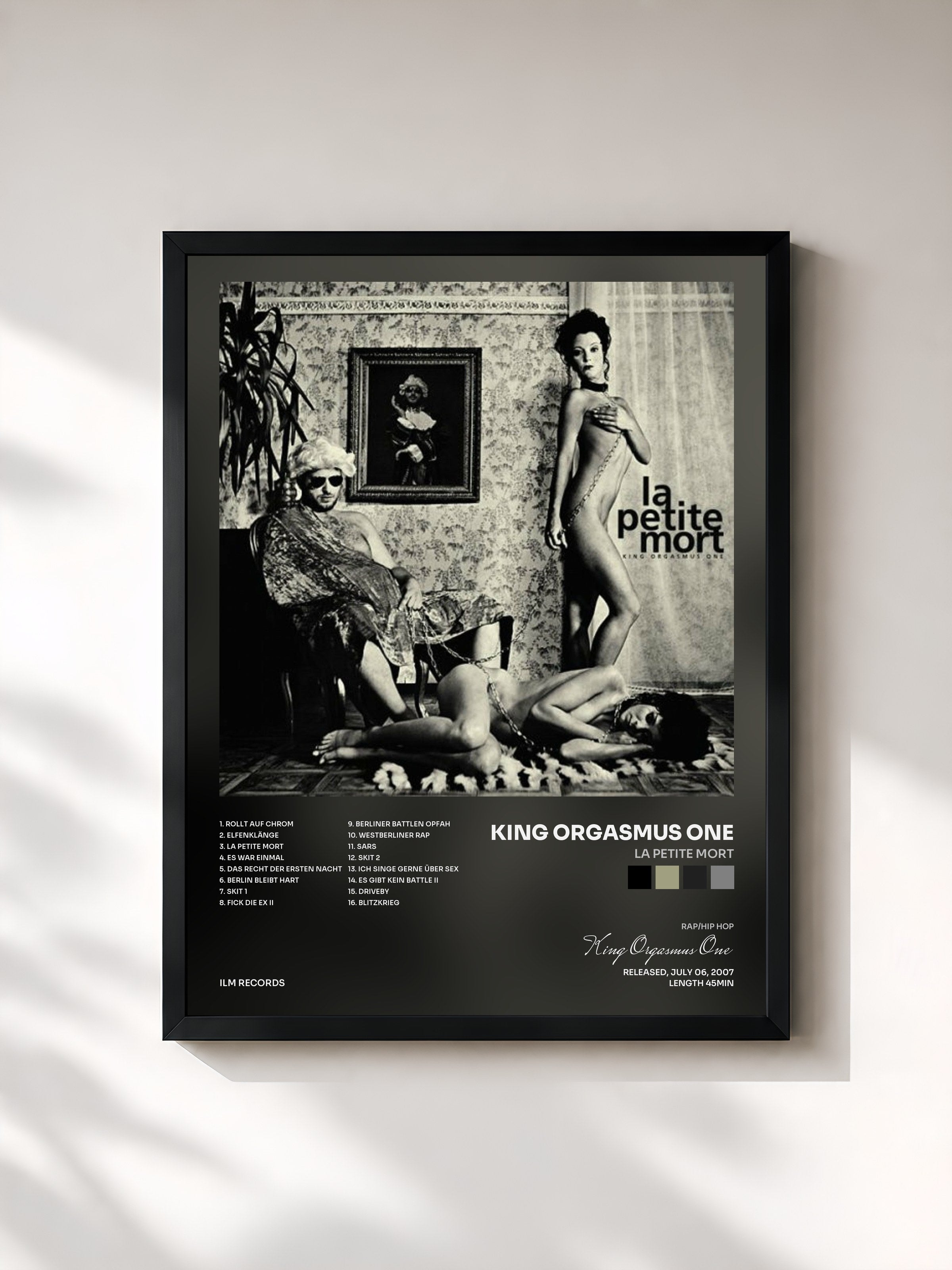 #noir Tableau de l'album La Petite Mort de King Orgasmus One, cadre noir, imprimé et encadré en France