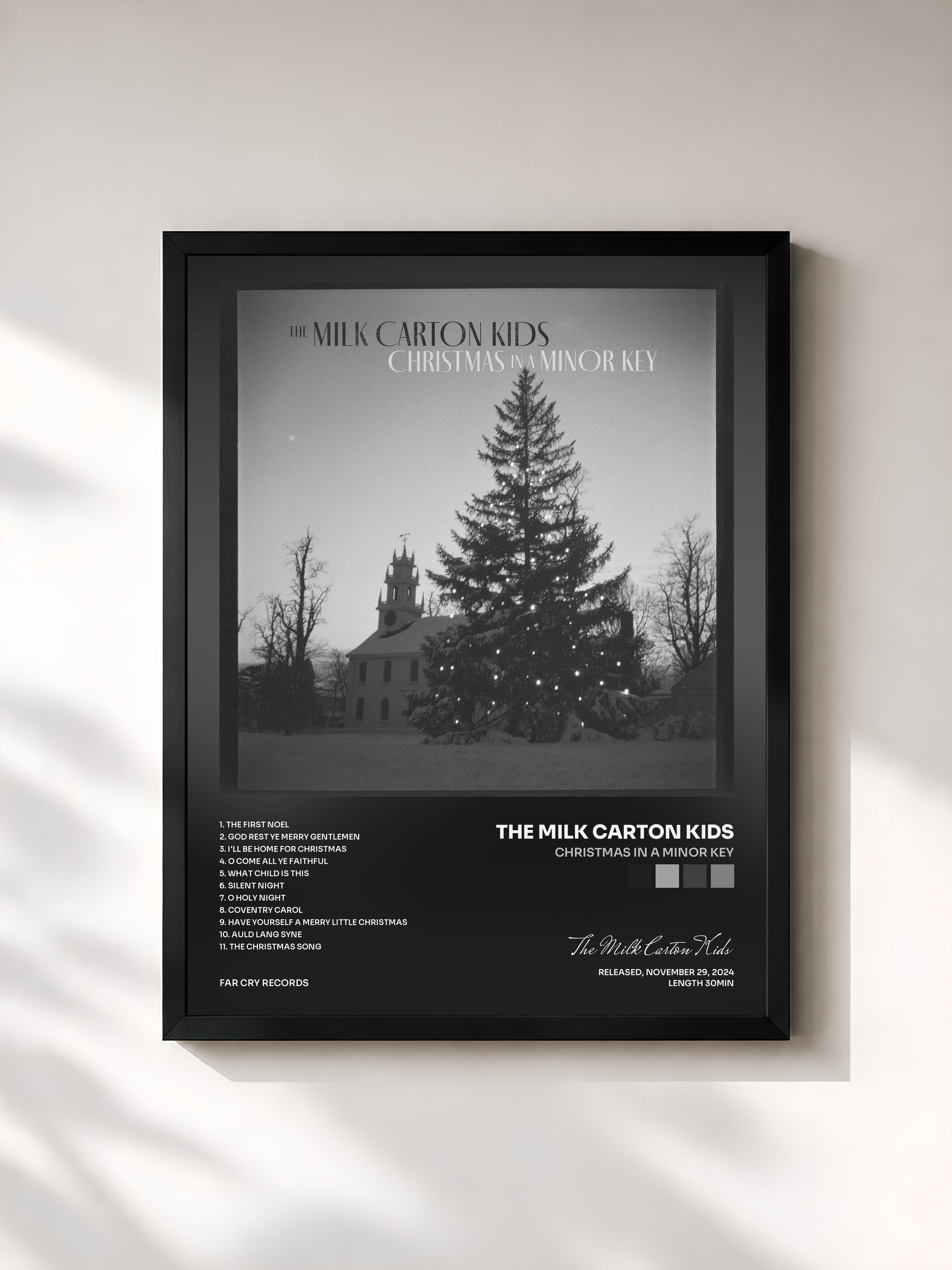 #noir Tableau de l'album Christmas In A Minor Key de The Milk Carton Kids, cadre noir, imprimé et encadré en France