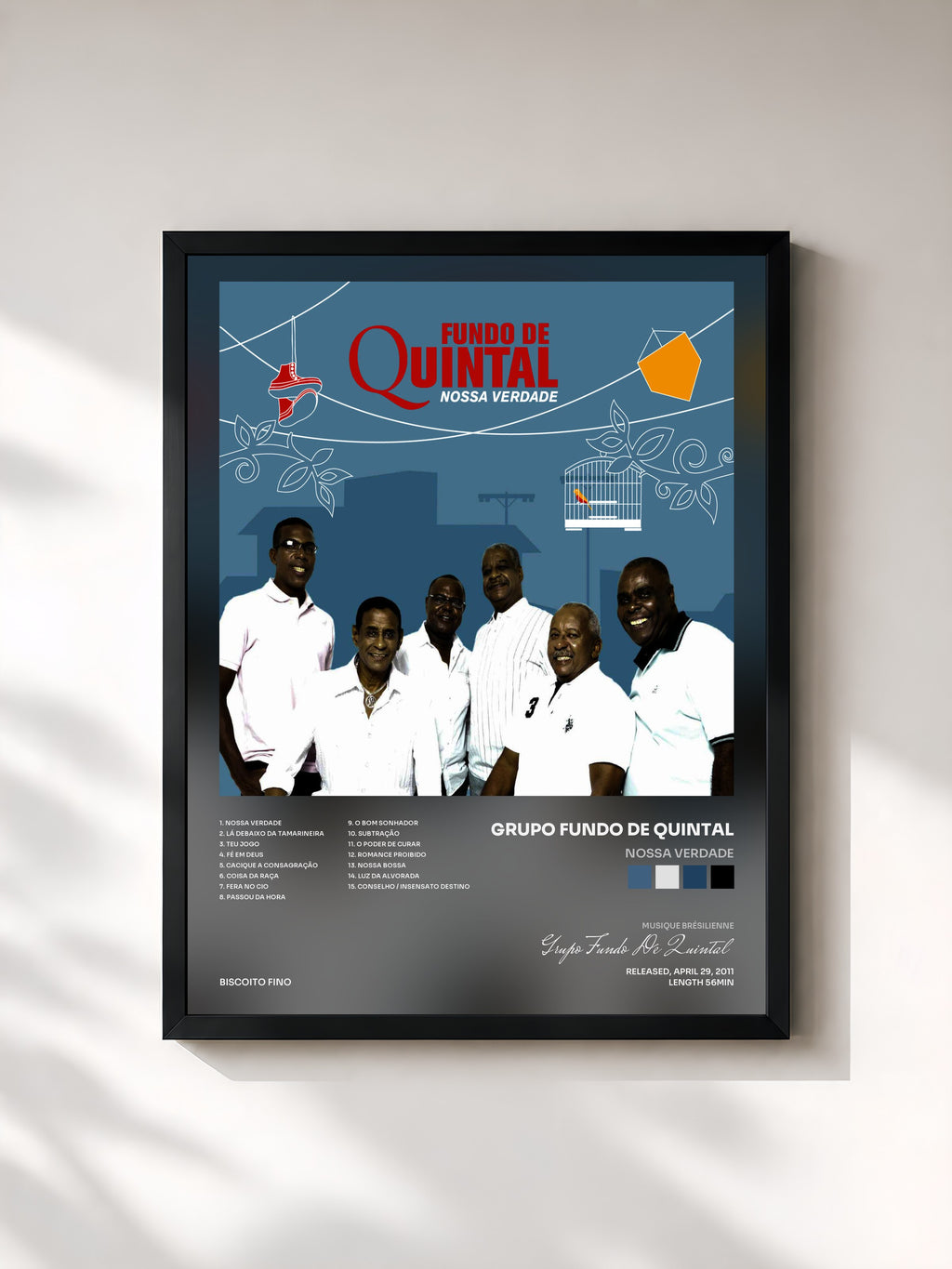 #noir Tableau de l'album Nossa Verdade de Grupo Fundo De Quintal, cadre noir, imprimé et encadré en France