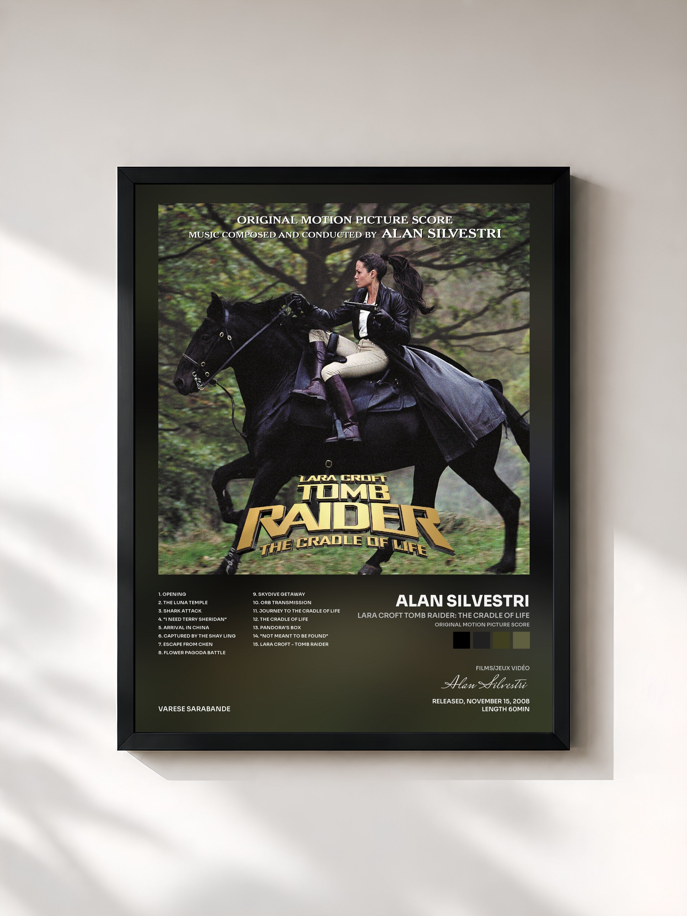 #noir Tableau de l'album Lara Croft Tomb Raider: The Cradle Of Life (Original Motion Picture Score) de Alan Silvestri, cadre noir, imprimé et encadré en France