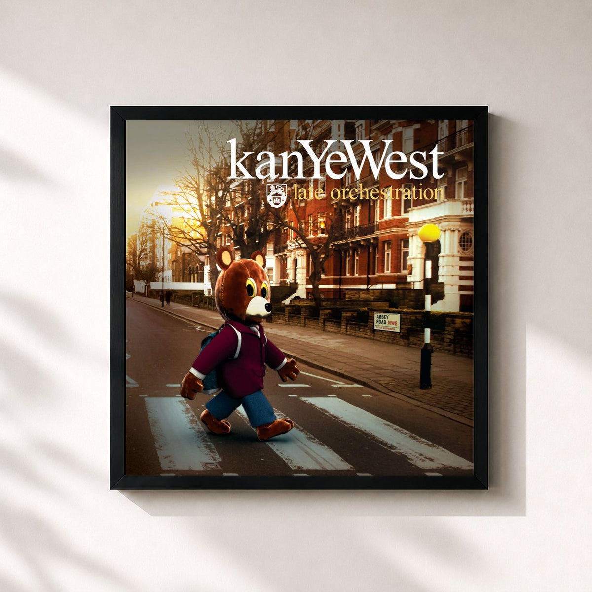#noir Tableau carré de l'album Late Orchestration de Kanye West, cadre noir 32x32 cm