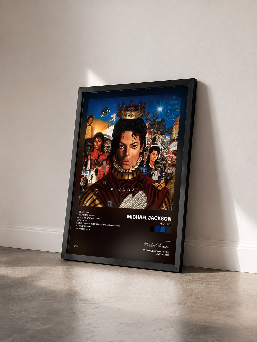 #noir Michael di Michael Jackson in stampa incorniciata vista di tre quarti, cornice nera