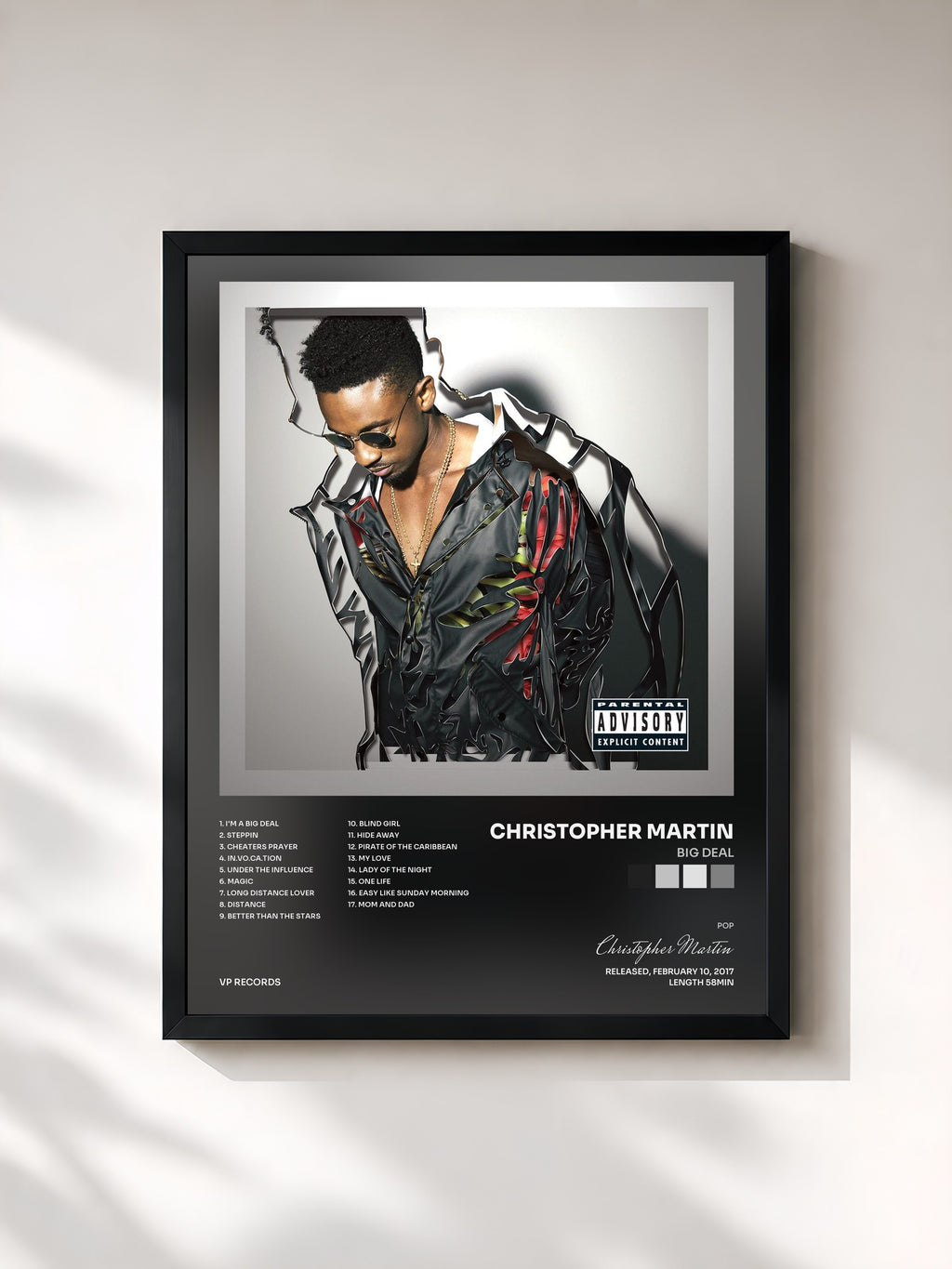 #noir Tableau de l'album Big Deal de Christopher Martin, cadre noir, imprimé et encadré en France