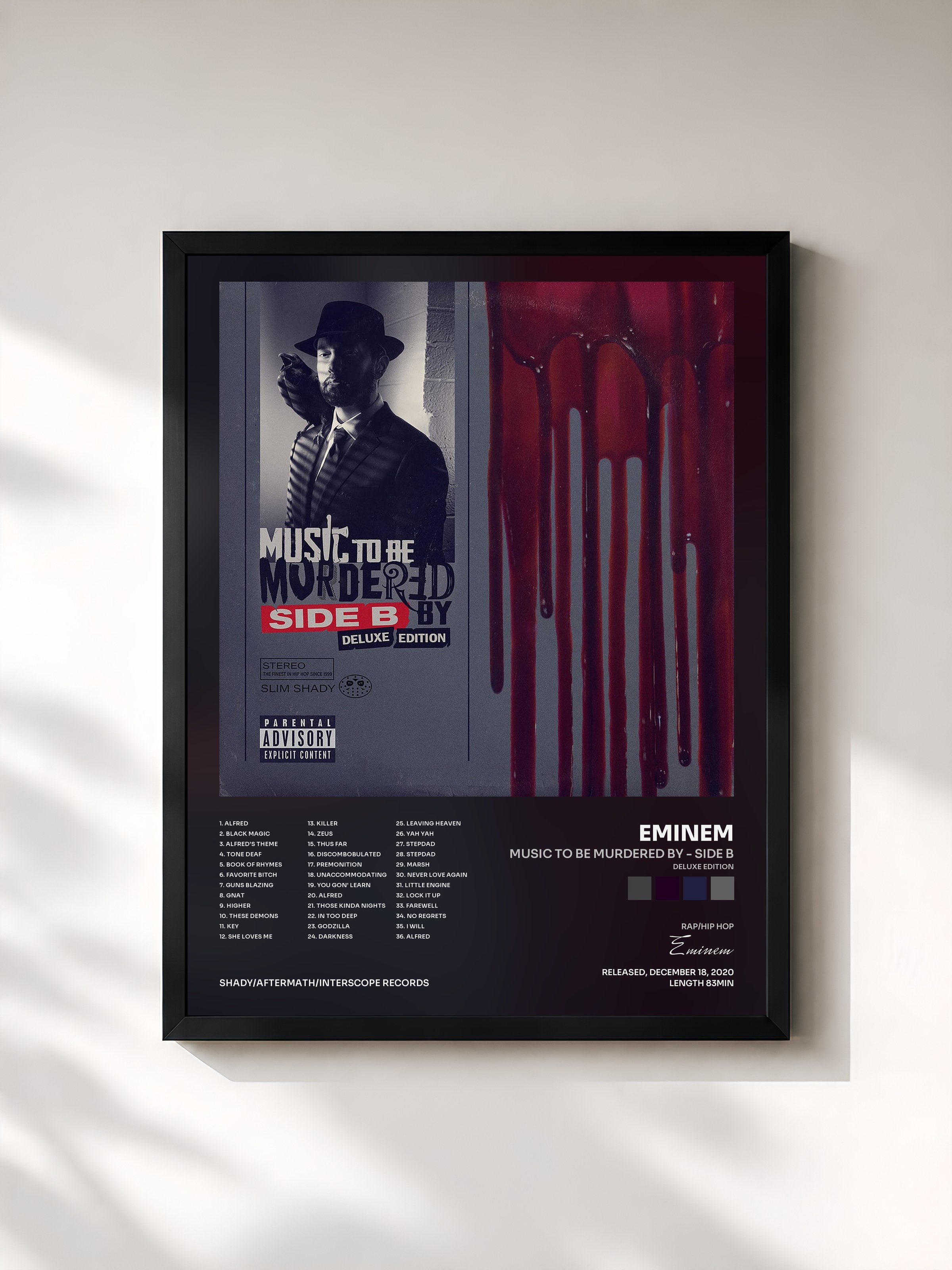#noir Music To Be Murdered By - Side B (Deluxe Edition) de Eminem en lámina enmarcada, marco negro, impresa y enmarcada en Francia