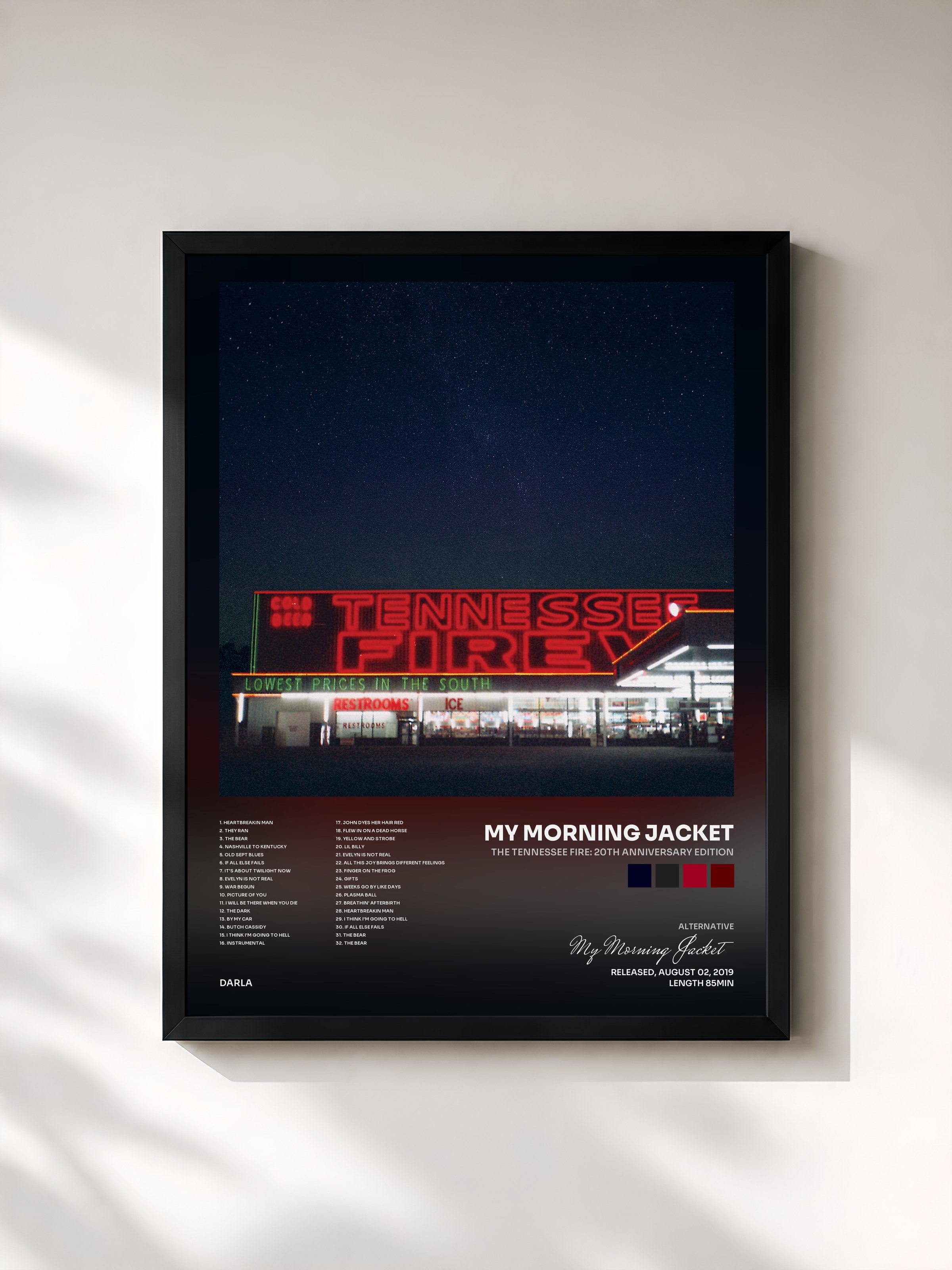 #noir Tableau de l'album The Tennessee Fire: 20th Anniversary Edition de My Morning Jacket, cadre noir, imprimé et encadré en France