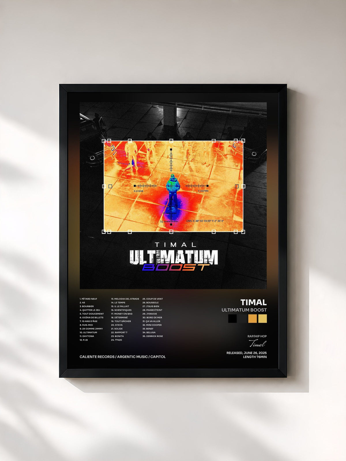 #noir Tableau de l'album ULTIMATUM BOOST de Timal, cadre noir, imprimé et encadré en France