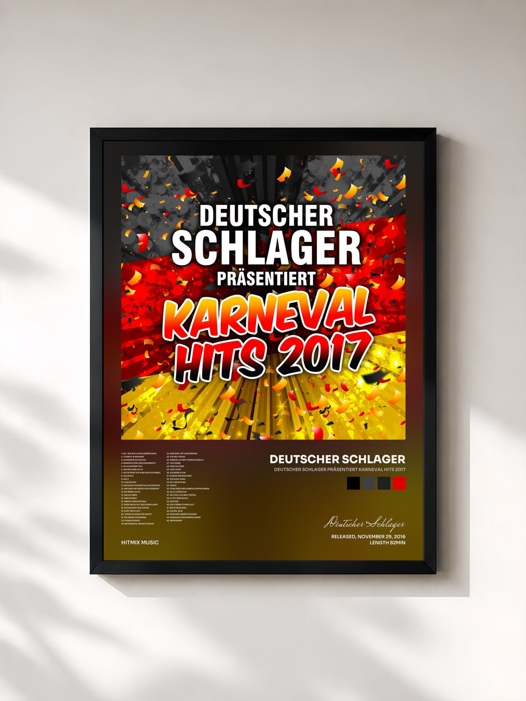#noir Tableau de l'album Deutscher Schlager präsentiert Karneval Hits 2017 de Deutscher Schlager, cadre noir, imprimé et encadré en France