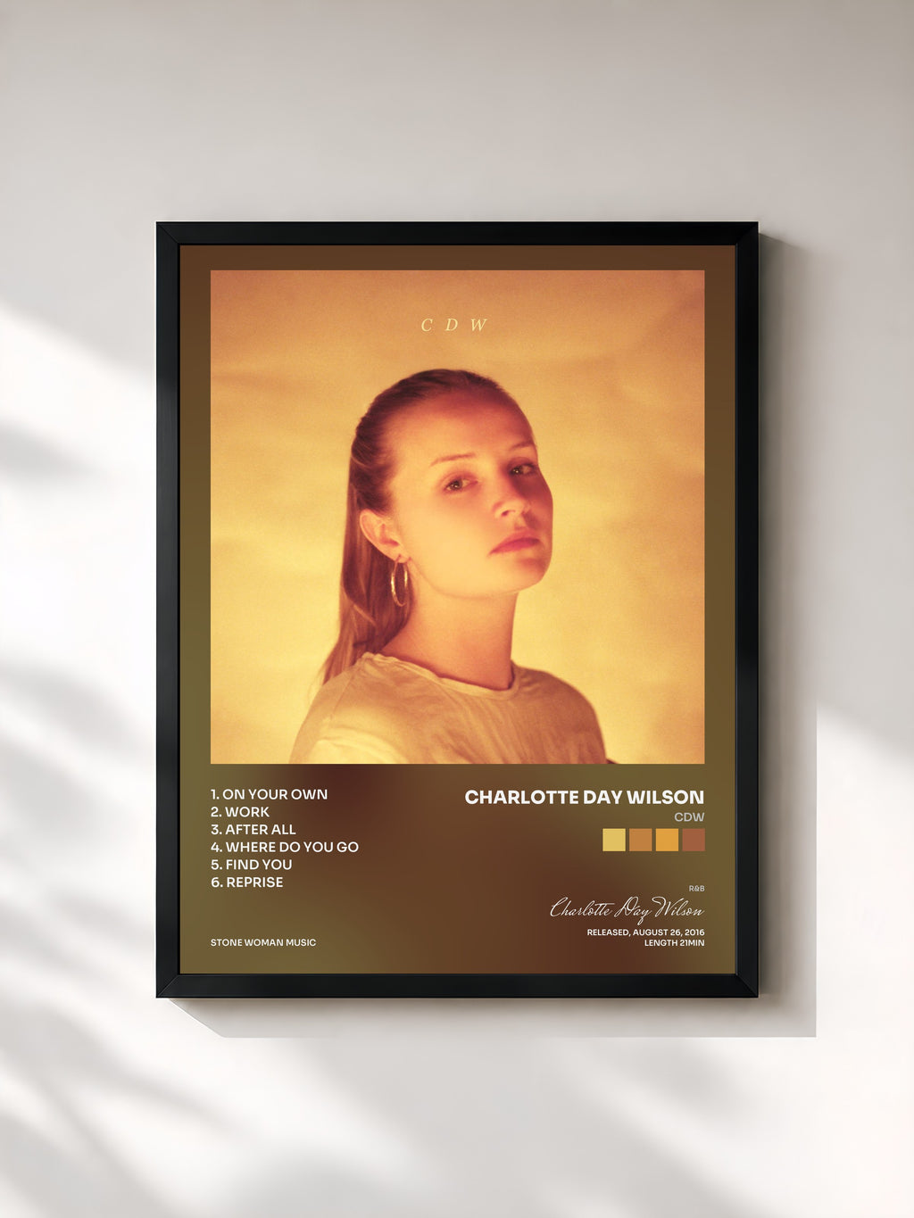 #noir Tableau de l'album CDW de Charlotte Day Wilson, cadre noir, imprimé et encadré en France