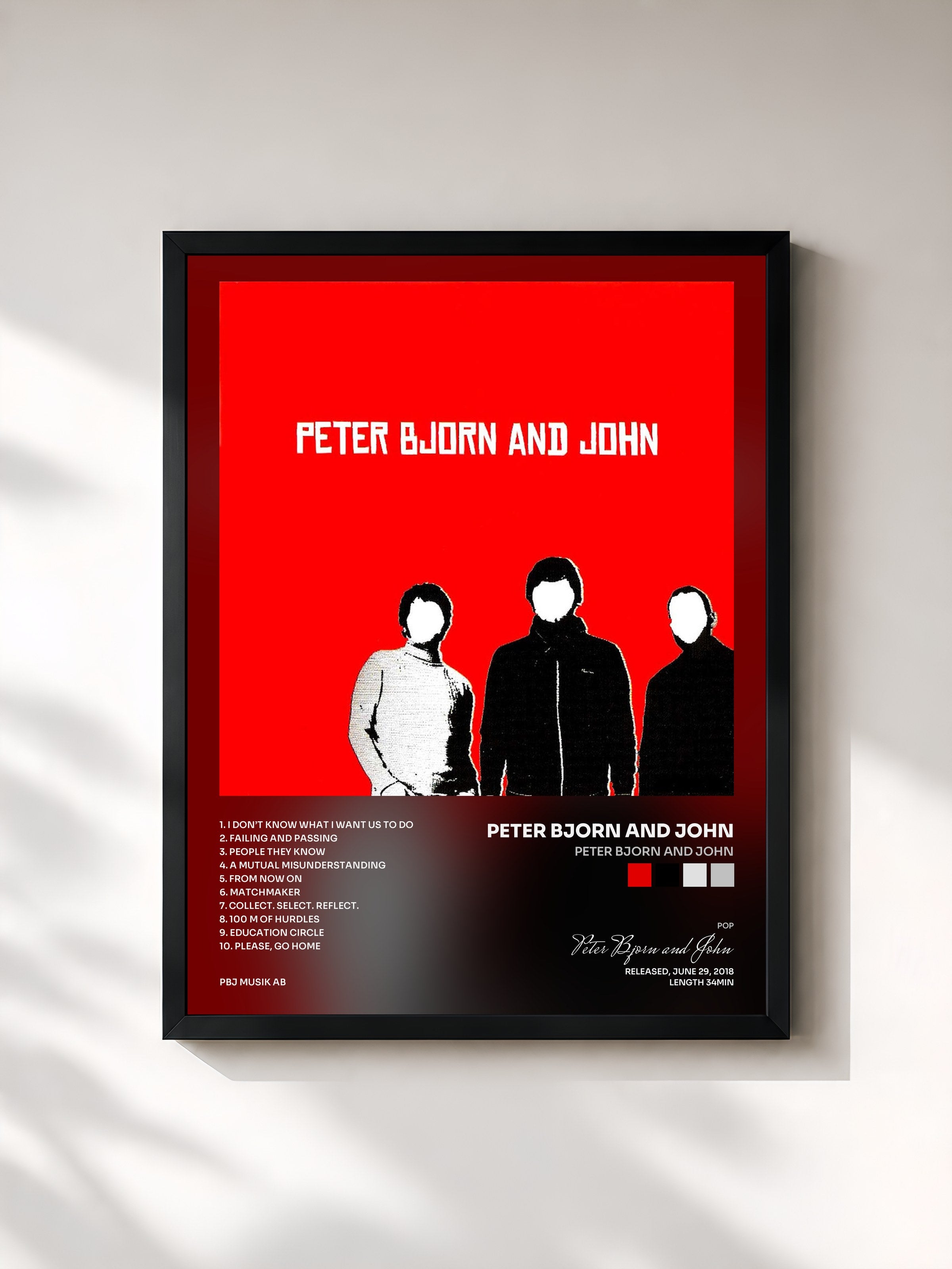 #noir Tableau de l'album Peter Bjorn and John de Peter Bjorn and John, cadre noir, imprimé et encadré en France