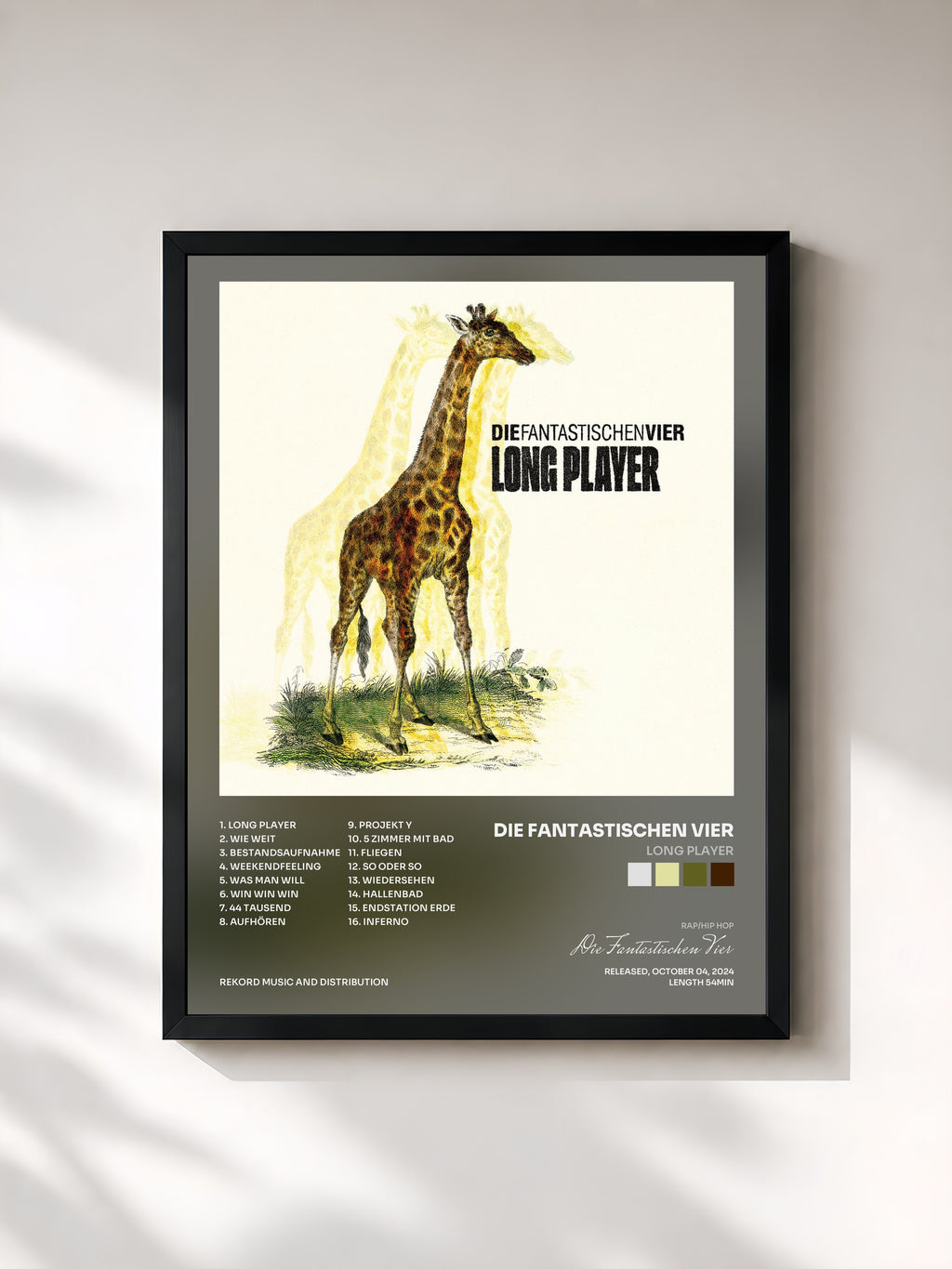 #noir Tableau de l'album Long Player de Die Fantastischen Vier, cadre noir, imprimé et encadré en France