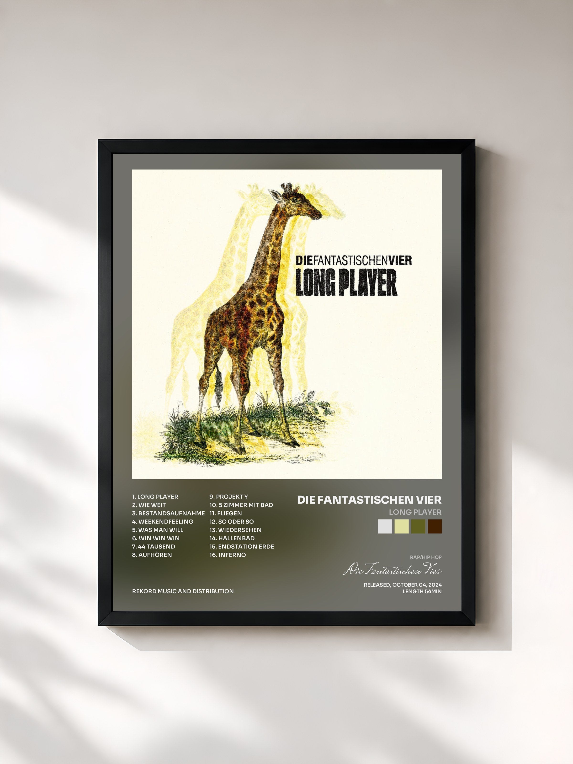 #noir Tableau de l'album Long Player de Die Fantastischen Vier, cadre noir, imprimé et encadré en France