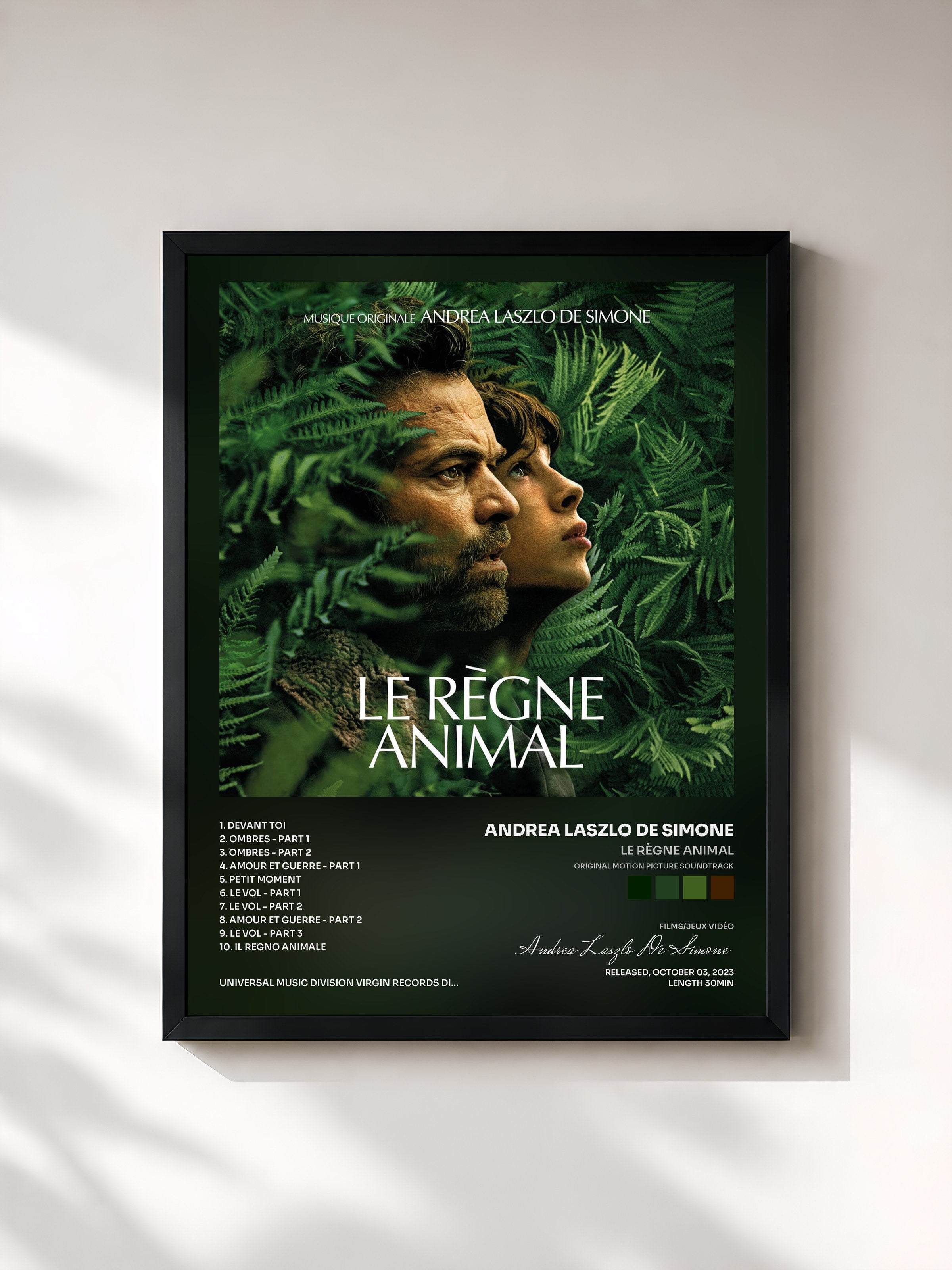 #noir Tableau de l'album Le Règne Animal (Original Motion Picture Soundtrack) de Andrea Laszlo De Simone, cadre noir, imprimé et encadré en France