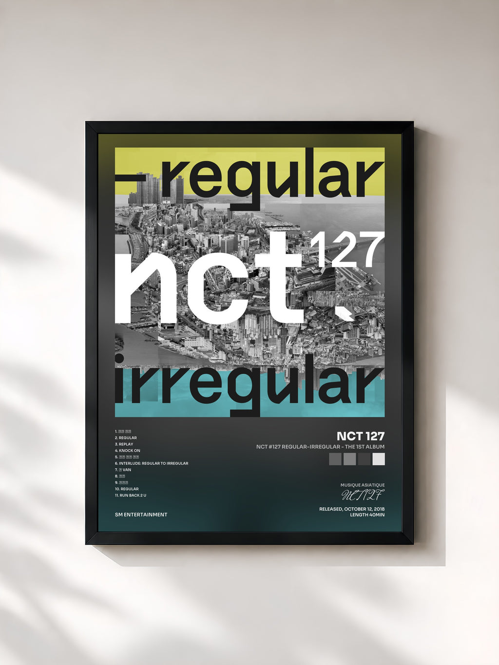 #noir Tableau de l'album NCT #127 Regular-Irregular - The 1st Album de NCT 127, cadre noir, imprimé et encadré en France