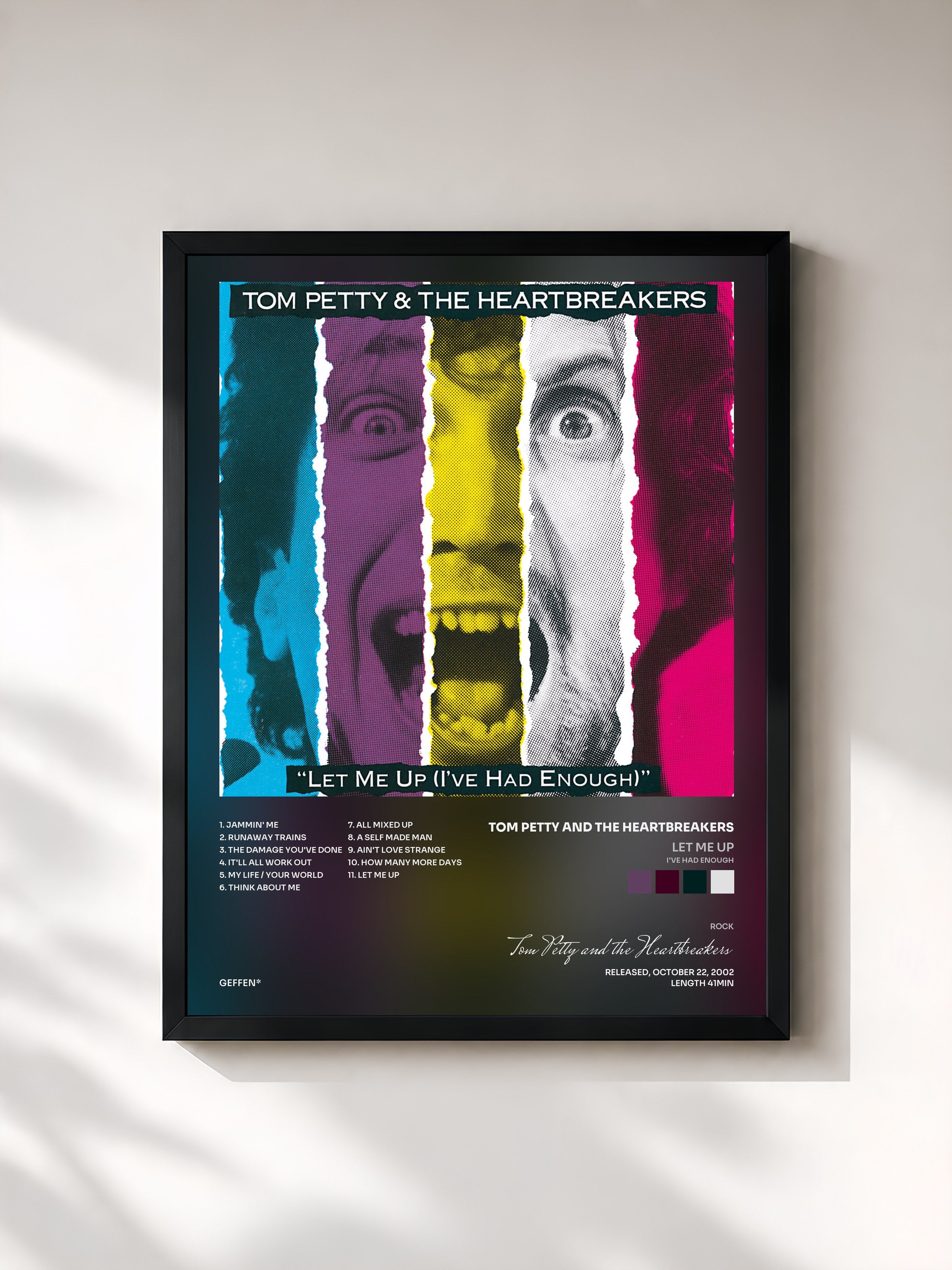 #noir Tableau de l'album Let Me Up (I've Had Enough) de Tom Petty and the Heartbreakers, cadre noir, imprimé et encadré en France
