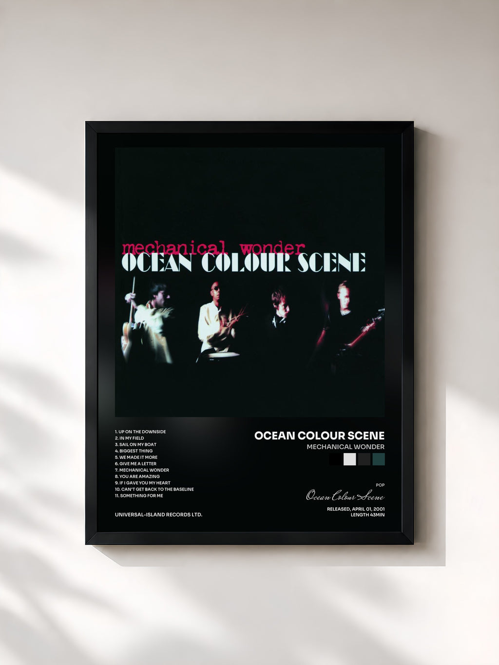 #noir Tableau de l'album Mechanical Wonder de Ocean Colour Scene, cadre noir, imprimé et encadré en France