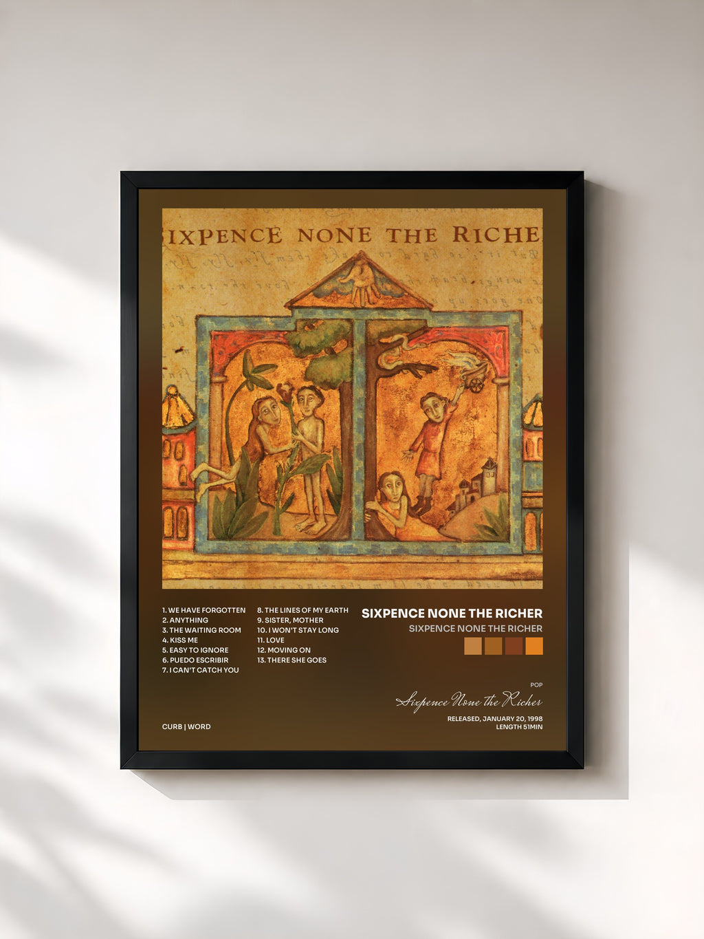 #noir Tableau de l'album Sixpence None The Richer de Sixpence None the Richer, cadre noir, imprimé et encadré en France