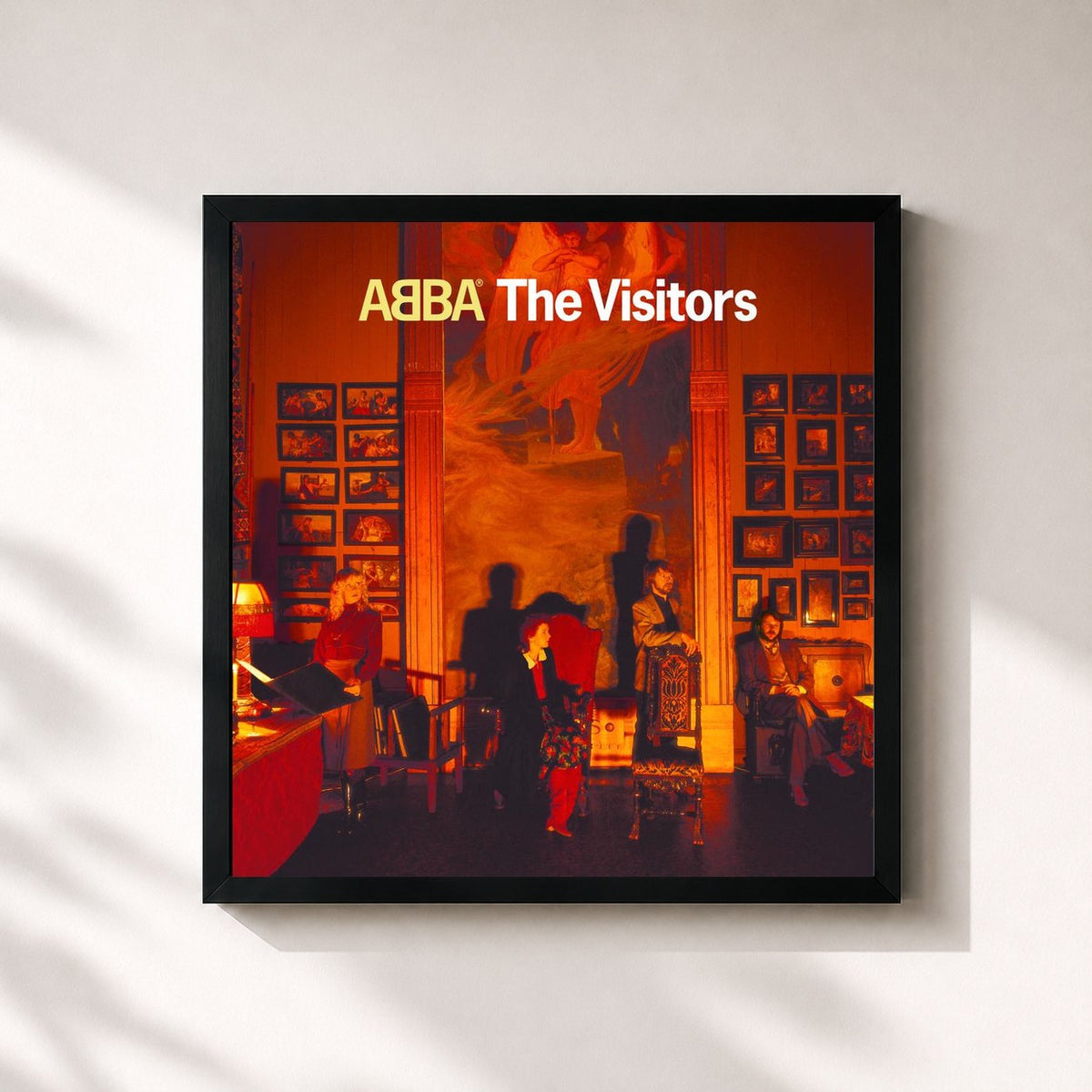 #noir Tableau carré de l'album The Visitors de ABBA, cadre noir 32x32 cm