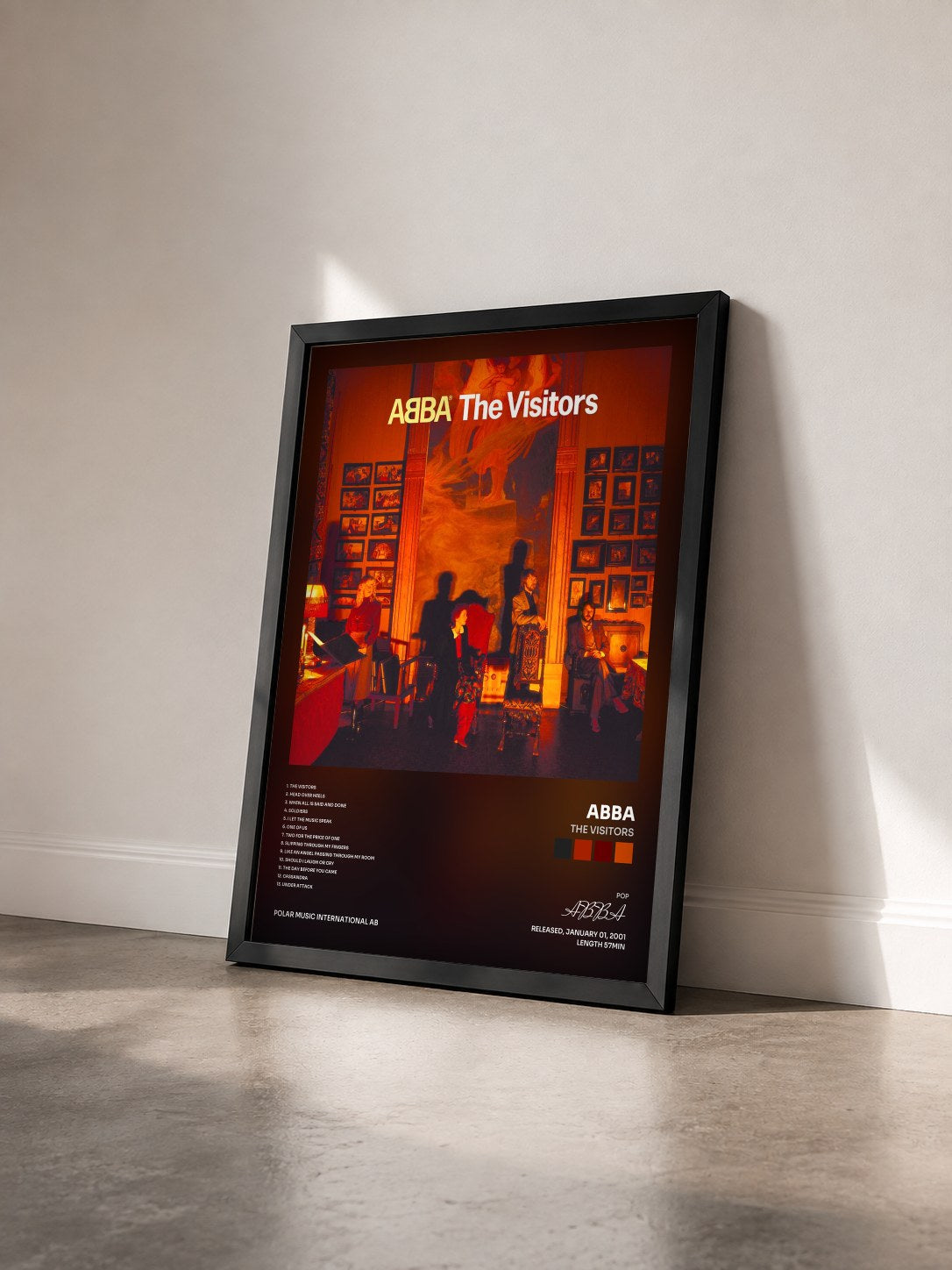 #noir Tableau de l'album The Visitors de ABBA vu de trois quarts, cadre noir