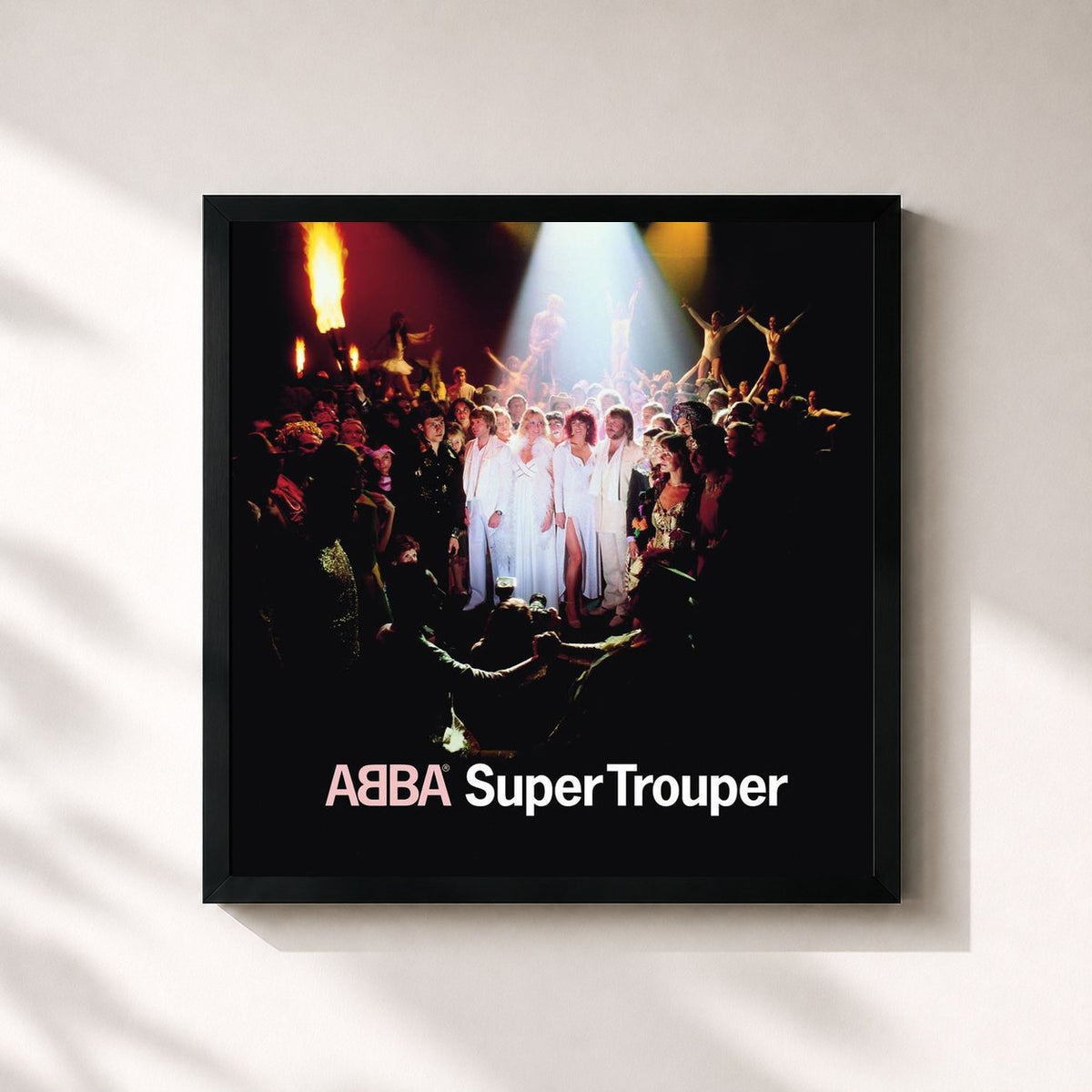#noir Tableau carré de l'album Super Trouper de ABBA, cadre noir 32x32 cm