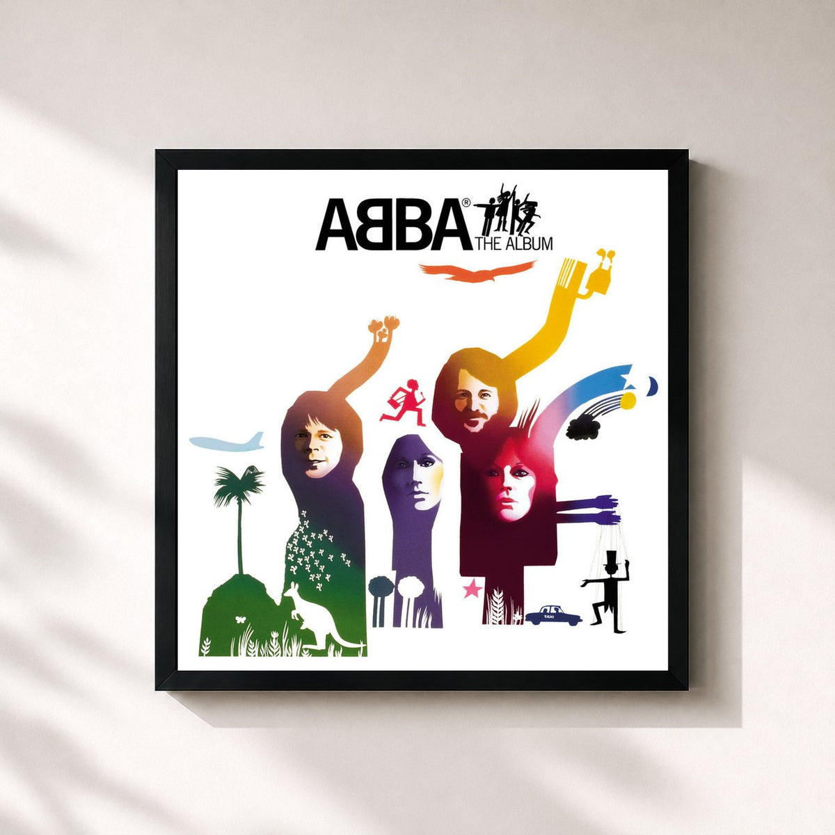 #noir Tableau carré de l'album The Album de ABBA, cadre noir 32x32 cm