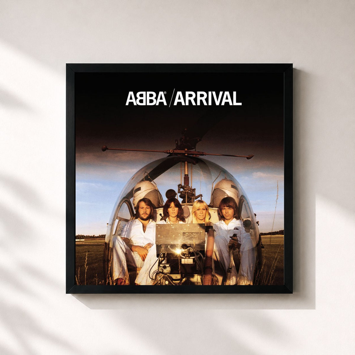 #noir Tableau carré de l'album Arrival de ABBA, cadre noir 32x32 cm