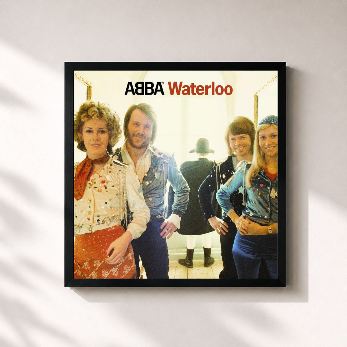 #noir Tableau carré de l'album Waterloo de ABBA, cadre noir 32x32 cm