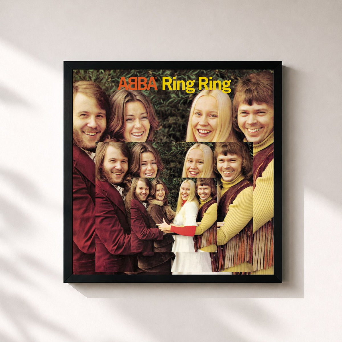 #noir Tableau carré de l'album Ring Ring de ABBA, cadre noir 32x32 cm