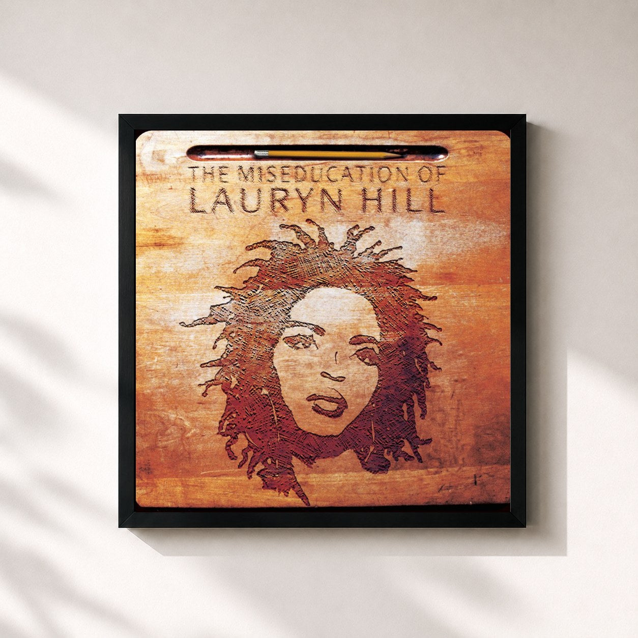 #noir Tableau carré de l'album The Miseducation of Lauryn Hill de Ms. Lauryn Hill, cadre noir 32x32 cm