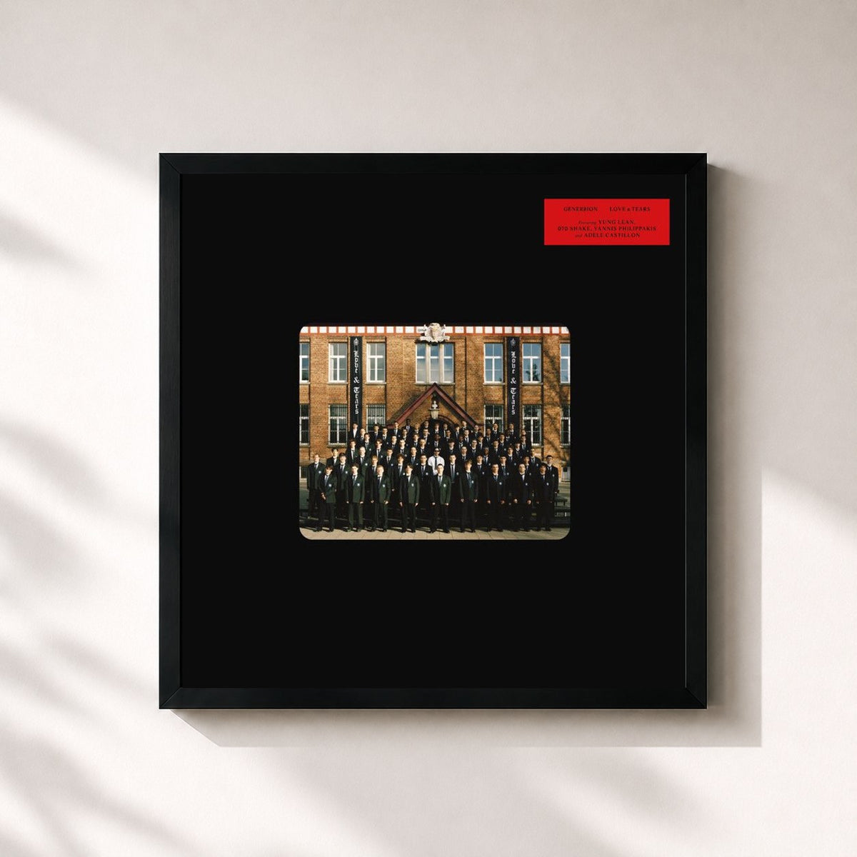 #noir Tableau carré de l'album Love & Tears de GENER8ION, cadre noir 32x32 cm