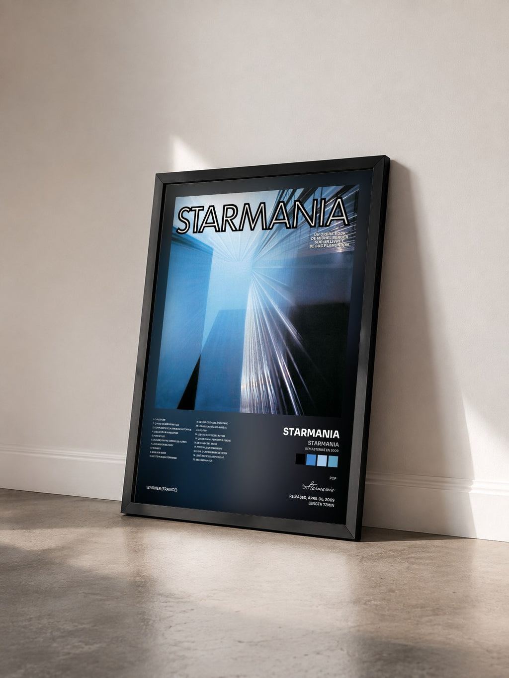 #noir Starmania (Remasterisé en 2009) di Starmania in stampa incorniciata vista di tre quarti, cornice nera