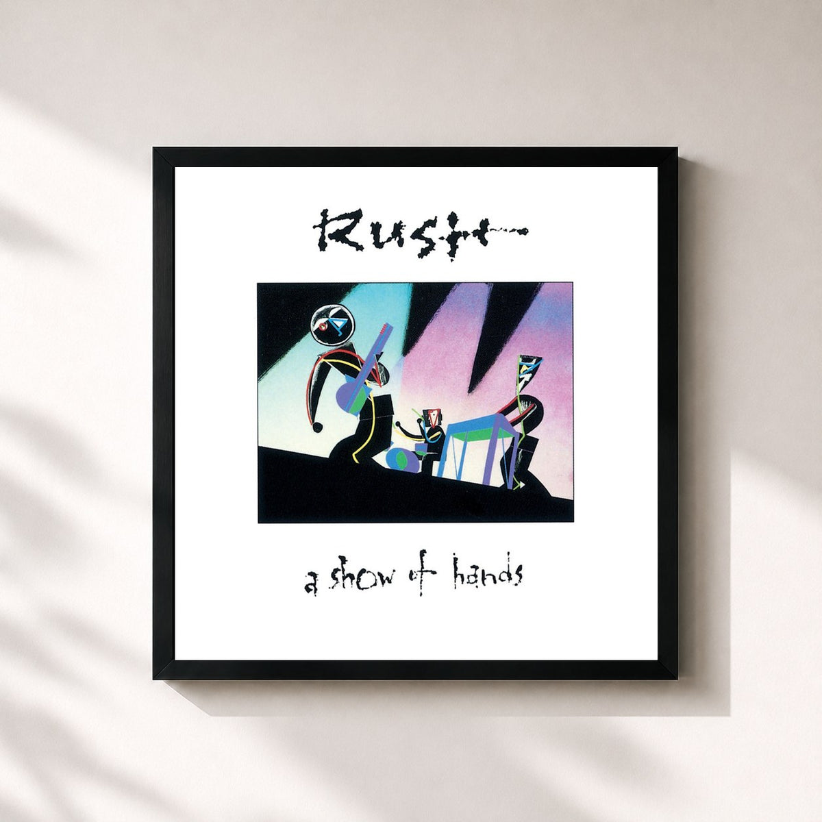 #noir Tableau carré de l'album A Show Of Hands de Rush, cadre noir 32x32 cm