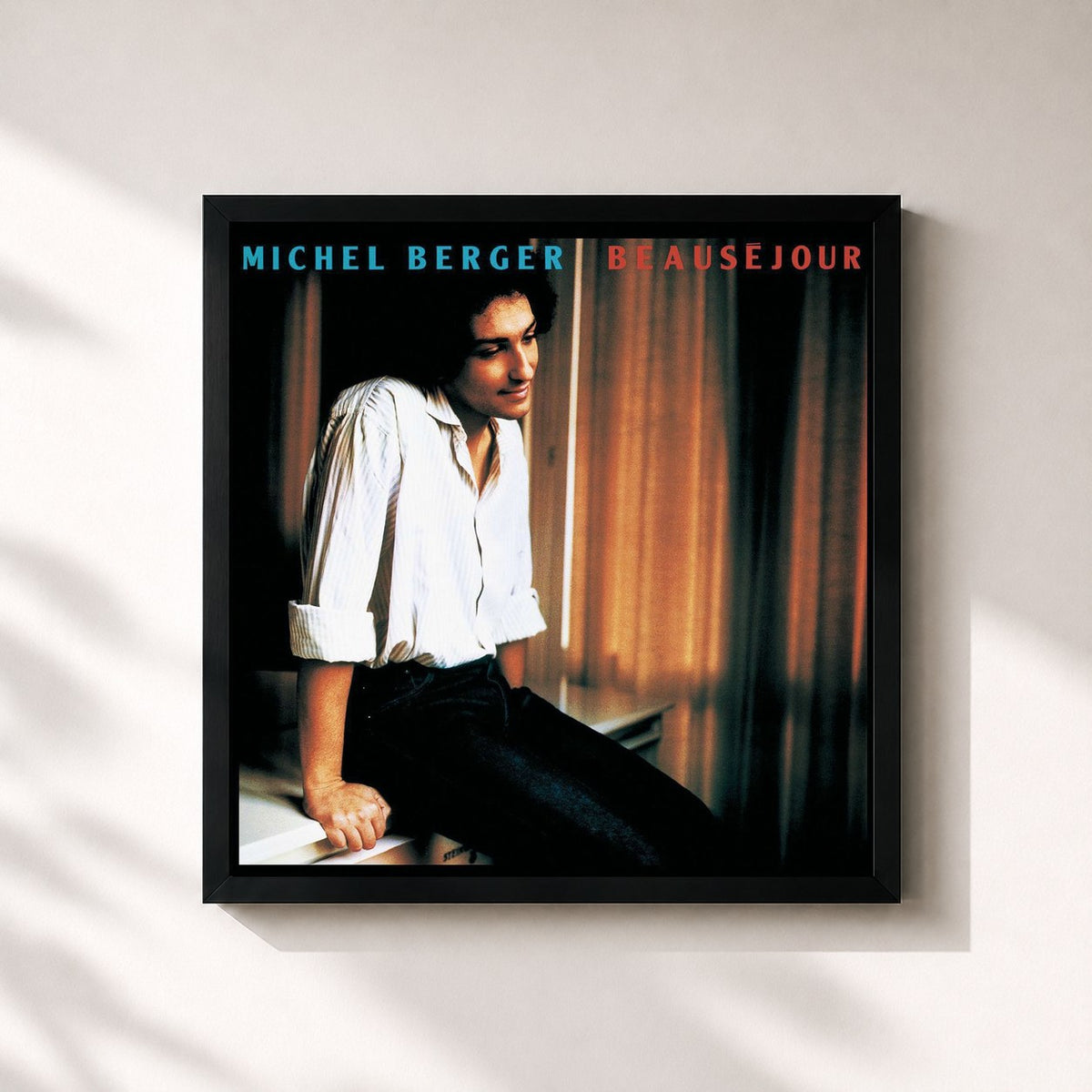 #noir Tableau carré de l'album Beauséjour (Remasterisé en 2002) de Michel Berger, cadre noir 32x32 cm