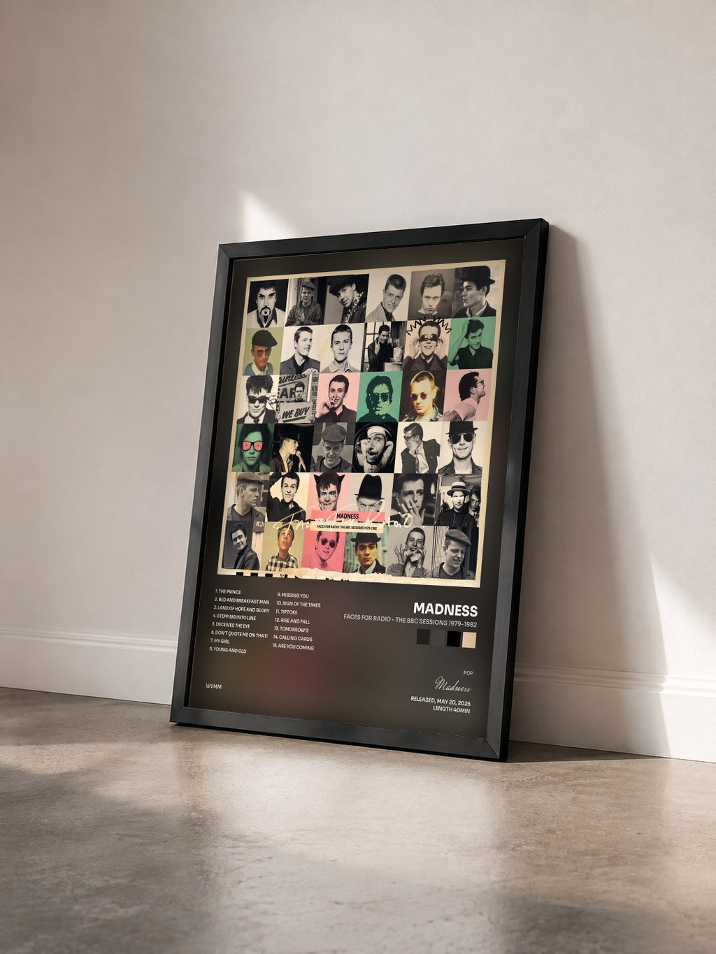 #noir Tableau de l'album Faces For Radio - The BBC Sessions 1979-1982 de Madness vu de trois quarts, cadre noir