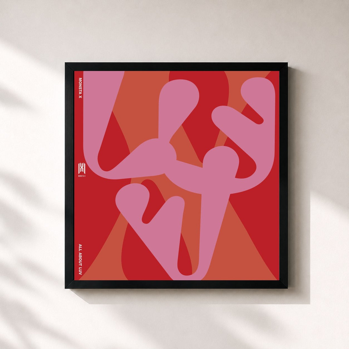 #noir Tableau carré de l'album ALL ABOUT LUV de Monsta X, cadre noir 32x32 cm