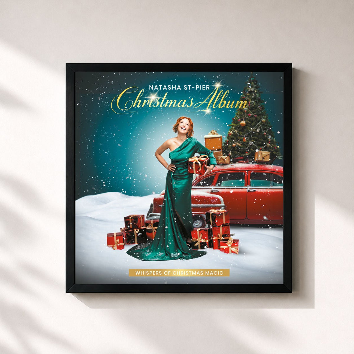 #noir Tableau carré de l'album Christmas Album (Whispers Of Christmas Magic) de Natasha St-Pier, cadre noir 32x32 cm