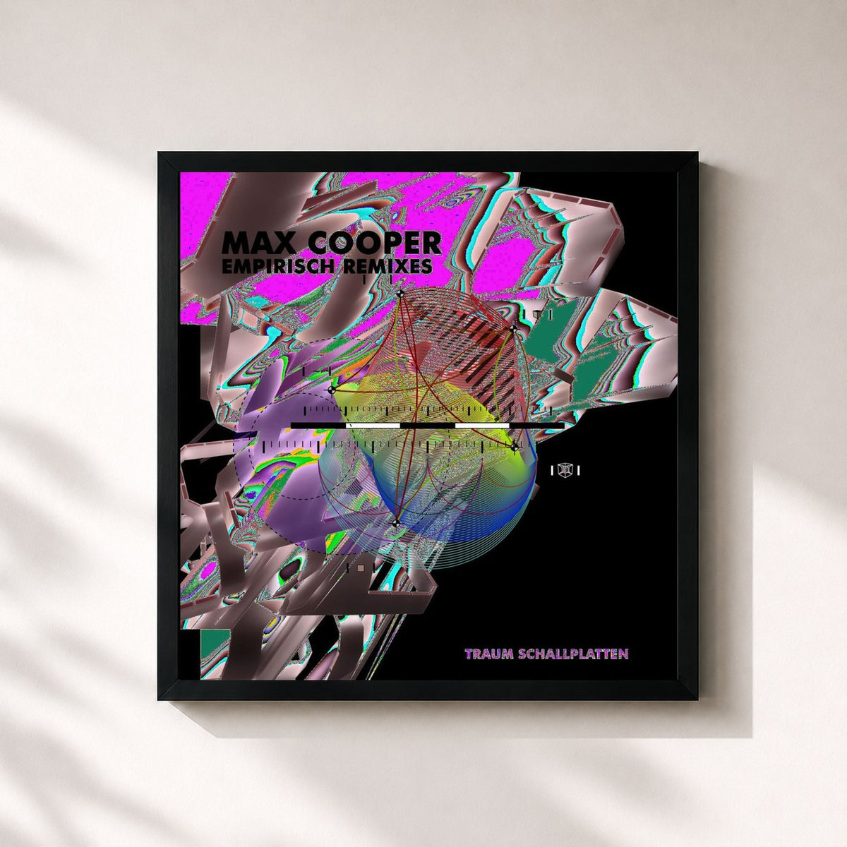 #noir Tableau carré de l'album Empirisch Remixes de Max Cooper, cadre noir 32x32 cm