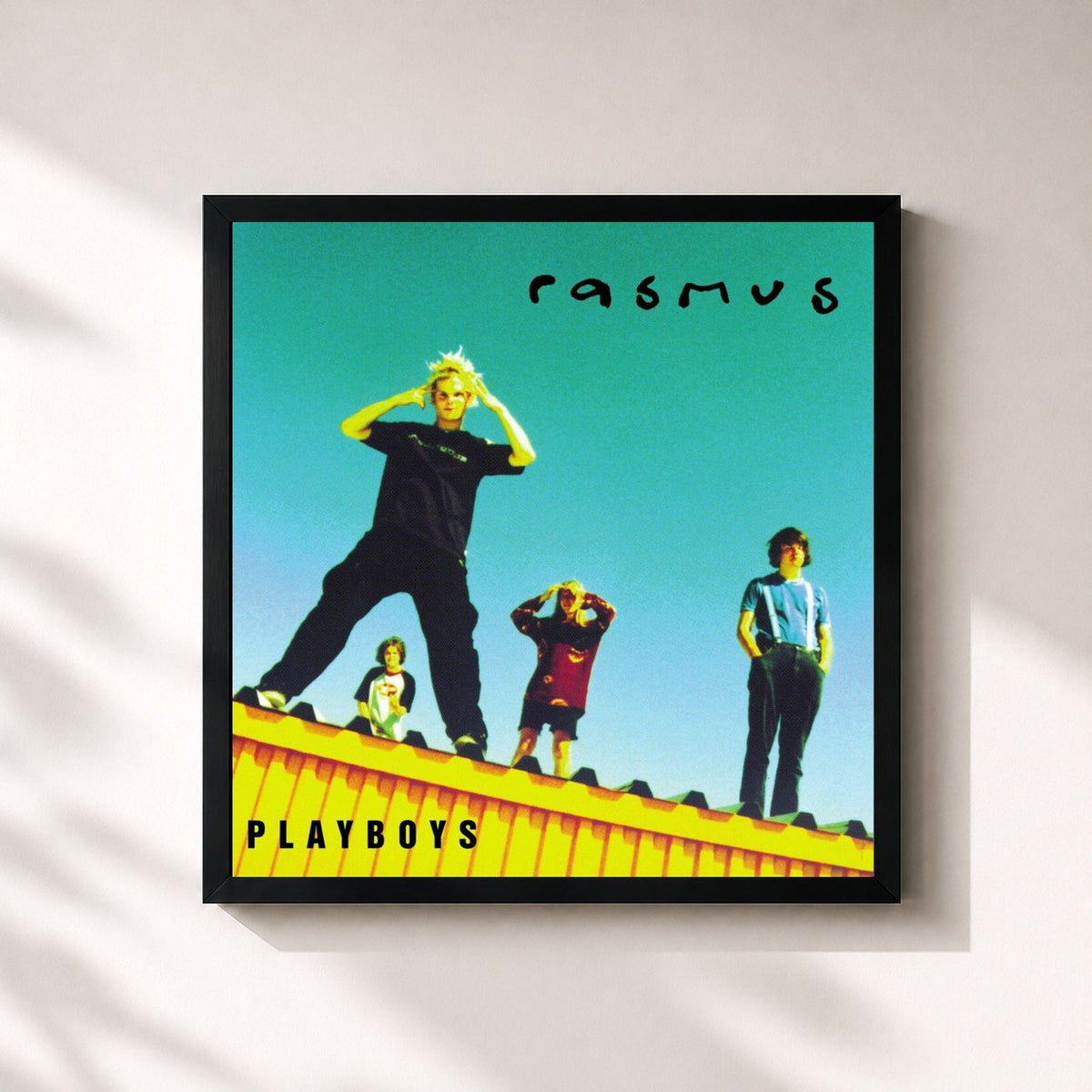 #noir Tableau carré de l'album Playboys de The Rasmus, cadre noir 32x32 cm