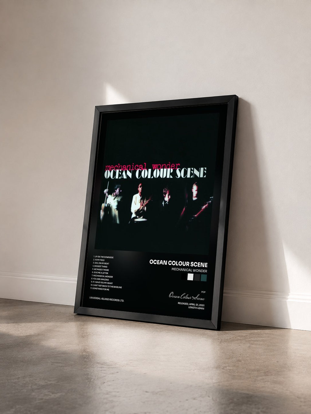 #noir Tableau de l'album Mechanical Wonder de Ocean Colour Scene vu de trois quarts, cadre noir