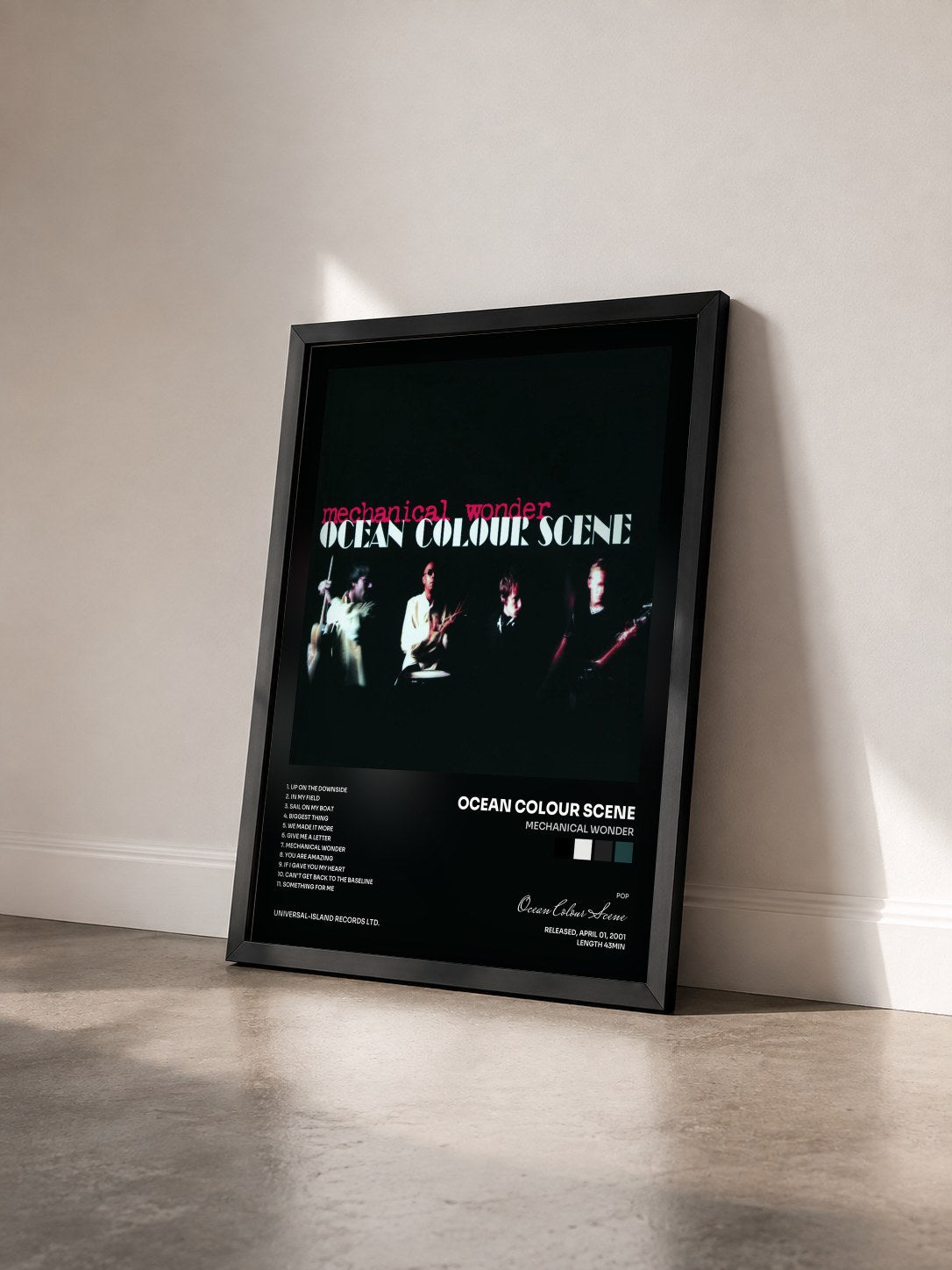 #noir Tableau de l'album Mechanical Wonder de Ocean Colour Scene vu de trois quarts, cadre noir