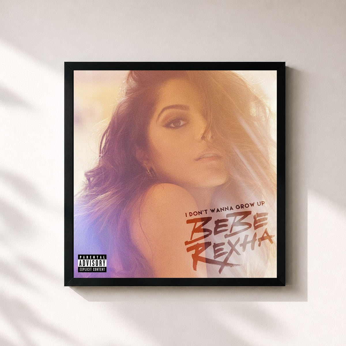 #noir I Don't Wanna Grow Up di Bebe Rexha in stampa quadrata incorniciata, cornice nera 32x32 cm