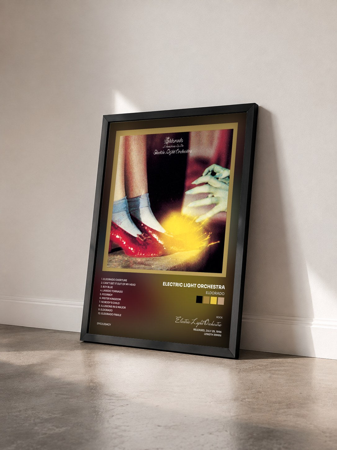 #noir Tableau de l'album Eldorado de Electric Light Orchestra vu de trois quarts, cadre noir