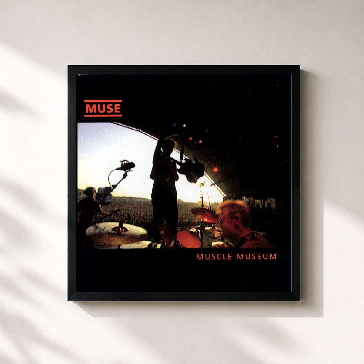 #noir Tableau carré de l'album Muscle Museum de Muse, cadre noir 32x32 cm