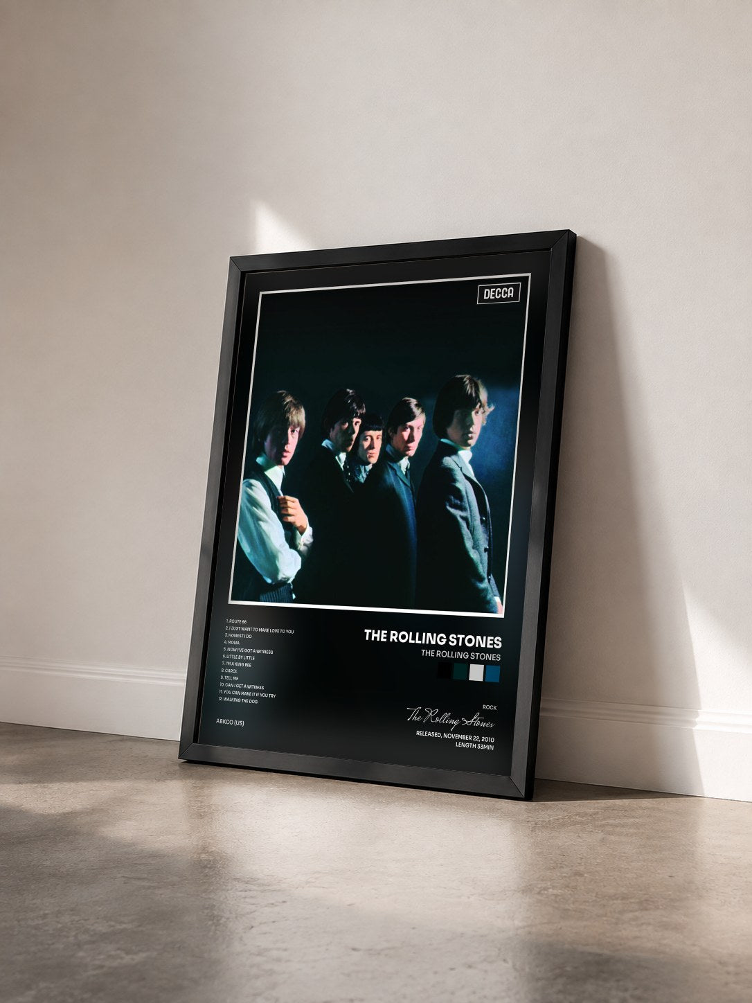 #noir Tableau de l'album The Rolling Stones de The Rolling Stones vu de trois quarts, cadre noir