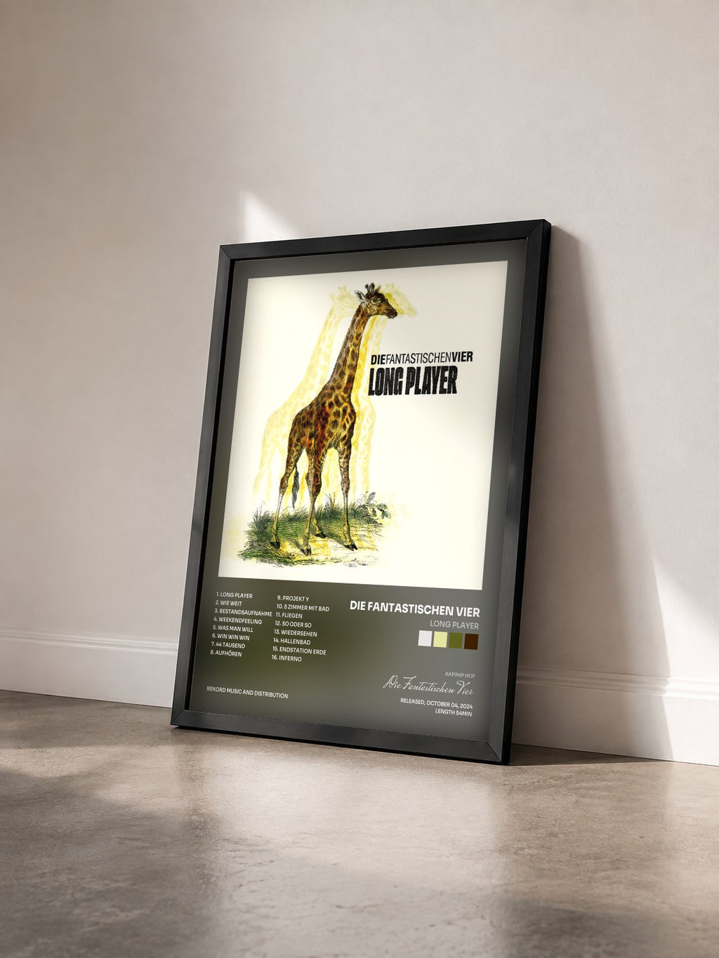 #noir Tableau de l'album Long Player de Die Fantastischen Vier vu de trois quarts, cadre noir