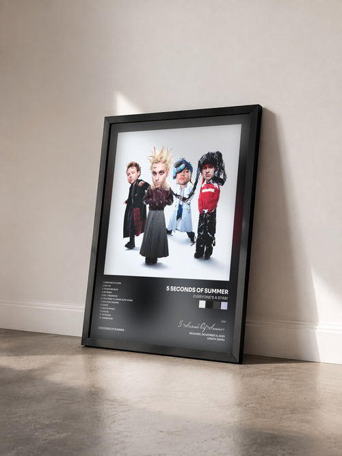 #noir Tableau de l'album EVERYONE'S A STAR! de 5 Seconds Of Summer vu de trois quarts, cadre noir
