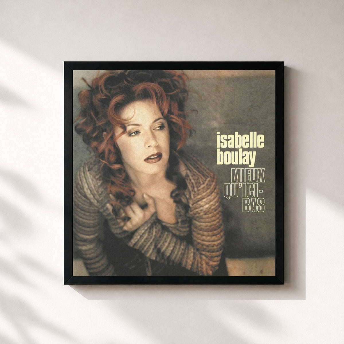 #noir Tableau carré de l'album Mieux qu'ici-bas de Isabelle Boulay, cadre noir 32x32 cm