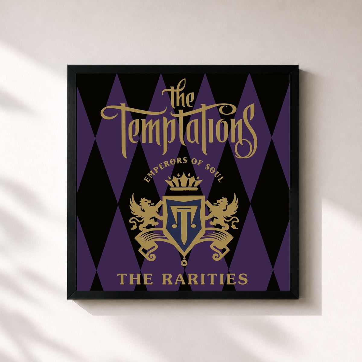 #noir Emperors Of Soul: The Rarities de The Temptations en lámina cuadrada enmarcada, marco negro de 32x32 cm