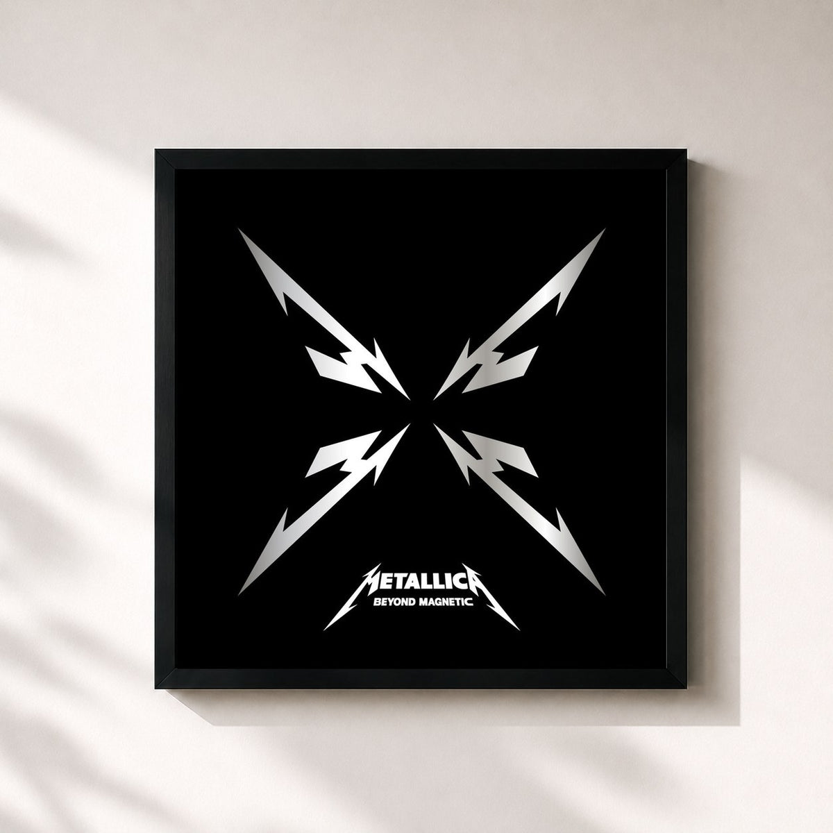 #noir Tableau carré de l'album Beyond Magnetic de Metallica, cadre noir 32x32 cm