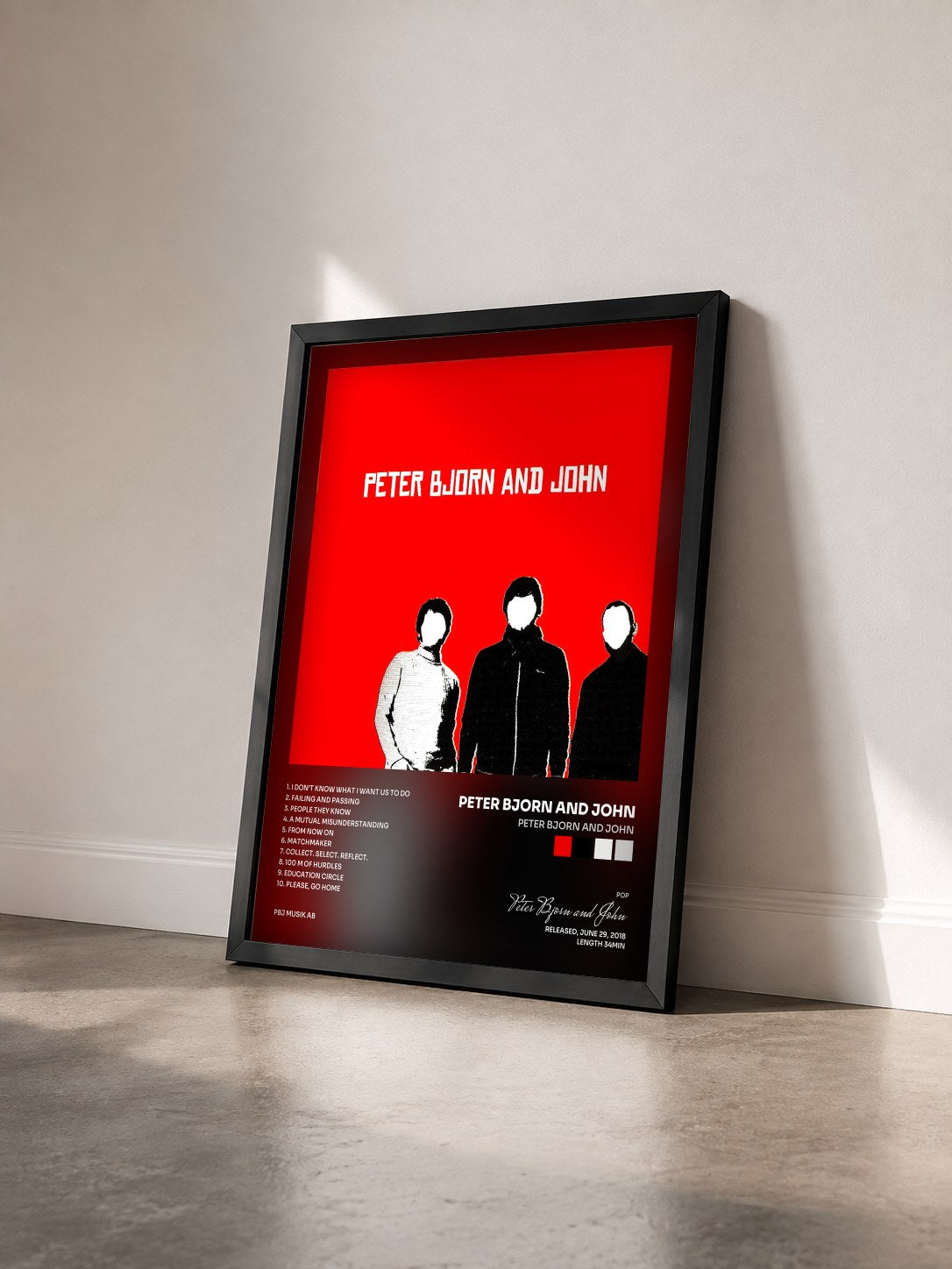 #noir Tableau de l'album Peter Bjorn and John de Peter Bjorn and John vu de trois quarts, cadre noir